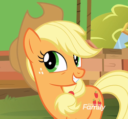 Size: 890x828 | Tagged: safe, screencap, applejack, earth pony, pony, g4, non-compete clause, cropped, cute, female, hat, jackabetes, mare, solo