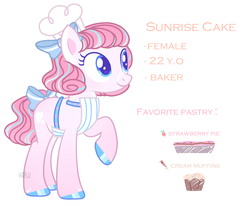 Size: 1744x1440 | Tagged: safe, artist:harusocoma, oc, oc only, oc:sunrise cake, earth pony, pony, female, mare, raised hoof, reference sheet, solo