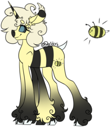 Size: 1014x1146 | Tagged: safe, artist:peridork, oc, oc only, oc:fuzzy bee, bee, bee pony, bug pony, insect, original species, multiple legs, multiple limbs, simple background, six legs, solo, transparent background