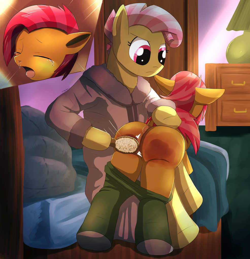 lamp, mare, mother and daughter, nudity, over the knee, pajamas, ponut, sno...