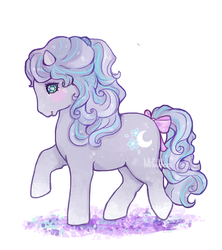 Size: 606x682 | Tagged: safe, artist:miloudee, oc, oc only, earth pony, pony, twinkle eyed pony, g1, blushing, bow, female, solo, tail bow