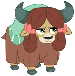 Size: 2213x2265 | Tagged: safe, artist:sonofaskywalker, yona, yak, g4, my little pony: friendship is magic, non-compete clause, bow, cloven hooves, female, hair bow, high res, simple background, solo, transparent background, unamused, vector, yona is not amused