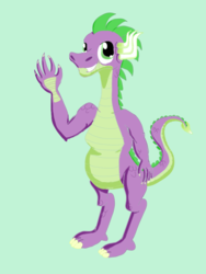 Size: 768x1024 | Tagged: safe, artist:sixes&sevens, derpibooru exclusive, spike, dragon, g4, older, older spike, simple background, waving