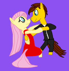 Size: 1824x1866 | Tagged: safe, artist:sb1991, fluttershy, oc, oc:film reel, pegasus, pony, g4, canon x oc, challenge, clothes, dancing, dress, equestria amino, shipping, tango