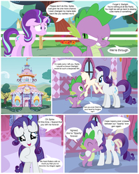 Size: 2292x2880 | Tagged: safe, artist:porygon2z, rarity, spike, starlight glimmer, g4, season 5, comic, downvote bait, female, high res, male, out of character, ship:sparity, shipping, shipping denied, straight
