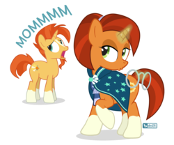 Size: 1200x1000 | Tagged: safe, artist:dm29, stellar flare, sunburst, pony, unicorn, g4, the parent map, accessory theft, backwards cutie mark, cape, clothes, clothes swap, clothing theft, duckface, female, glasses, glowing horn, horn, magic, male, mother and son, mother's day, robe, simple background, sunburst's cloak, sunburst's glasses, telekinesis, transparent background