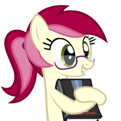 Size: 1021x1026 | Tagged: safe, artist:kody02, roseluck, earth pony, pony, g4, book, braces, female, glasses, nerd, nerd pony, show accurate, simple background, transparent background, vector