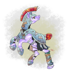 Size: 2000x2000 | Tagged: safe, artist:sourcherry, oc, oc only, unnamed oc, crystal pony, pony, armor, crystal guard, crystal guard armor, helmet, high res, male, rearing, simple background, solo, stallion, tail wrap, tape