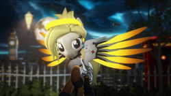 Size: 3840x2160 | Tagged: safe, artist:yaasho, pony, 3d, high res, mercy, overwatch, ponified, poster, source filmmaker
