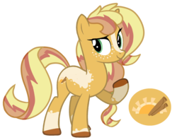 Size: 1728x1366 | Tagged: safe, artist:unicorn-mutual, oc, oc only, oc:cinnamon sunrise, earth pony, pony, cutie mark, magical lesbian spawn, male, offspring, parent:applejack, parent:sunset shimmer, parents:appleshimmer, simple background, solo, stallion, transparent background