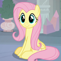 Size: 743x743 | Tagged: safe, screencap, fluttershy, pegasus, pony, non-compete clause, c:, cropped, cute, cuteness overload, daaaaaaaaaaaw, female, hnnng, mare, shyabetes, sitting, smiling, solo, weapons-grade cute