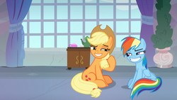 Size: 1920x1080 | Tagged: safe, screencap, applejack, rainbow dash, pony, g4, non-compete clause, rainbow dash is best facemaker