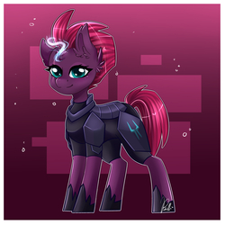 Size: 3000x3000 | Tagged: safe, artist:colirosablitz, tempest shadow, pony, unicorn, g4, broken horn, female, high res, horn, looking at you, mare, solo