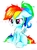Size: 1596x2129 | Tagged: safe, artist:liaaqila, rainbow dash, pegasus, pony, g4, blank flank, commission, cute, dashabetes, female, filly, filly rainbow dash, grumpy, grumpy dash, mare, ponytail, simple background, solo, traditional art, unamused, white background, younger