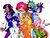 Size: 1280x961 | Tagged: safe, artist:artfrog75, angel bunny, applejack, fluttershy, pinkie pie, rainbow dash, rarity, spike, twilight sparkle, human, g4, dark skin, humanized, mane seven, mane six, traditional art