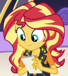 Size: 604x677 | Tagged: safe, screencap, sunset shimmer, driving miss shimmer, equestria girls, g4, my little pony equestria girls: better together, animated, cropped, cute, female, gif, loop, shimmerbetes, solo, writing