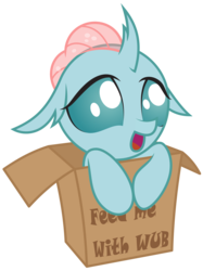 Size: 3063x4096 | Tagged: safe, artist:amarthgul, ocellus, changedling, changeling, pony, school daze, .ai available, .svg available, box, changeling in a box, cute, diaocelles, female, floppy ears, high res, hnnng, open mouth, pony in a box, simple background, smiling, solo, transparent background, vector, weapons-grade cute, wub