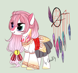 Size: 2436x2293 | Tagged: safe, artist:lazycloud, oc, oc only, earth pony, pony, beautiful, clothes, cute, dreamcatcher, female, high res, mare, pleated skirt, shirt, simple background, skirt, solo