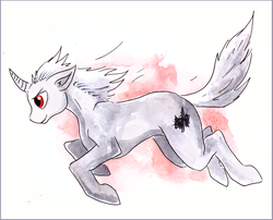 Size: 600x485 | Tagged: safe, artist:veda, oc, oc only, pony, unicorn, furryguys, ponified, simple background, solo, traditional art, watercolor painting