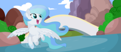 Size: 1024x437 | Tagged: safe, artist:leanne264, oc, oc only, oc:princess skyfall, pegasus, pony, base used, female, flying, mare, movie accurate, solo