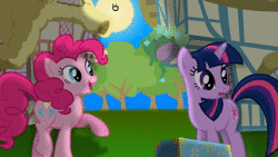 Size: 1280x720 | Tagged: dead source, safe, artist:iamxkoreanxalt, pinkie pie, twilight sparkle, earth pony, pony, unicorn, g4, 2012, animated, box, carrying, derp, female, floppy ears, frown, grin, looking back, mare, meme, my brand, open mouth, pointing, raised eyebrow, raised hoof, smiling, sound, special eyes, talking, throwing, walking, webm, wide eyes, youtube, youtube link, youtube video