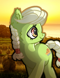 Size: 554x717 | Tagged: safe, artist:victoriathething, granny smith, earth pony, pony, g4, female, looking back, mare, smiling, solo, younger