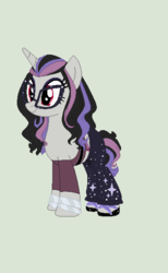 Size: 394x640 | Tagged: safe, artist:obeliskgirljohanny, artist:selenaede, oc, oc only, oc:seraphim cyanne, pony, bangles, base used, clothes, glasses, hair bump bang, hair streaks, jewelry, pompadour, rave, rave outfit