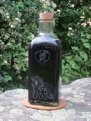 Size: 1439x1918 | Tagged: safe, artist:malte279, scootaloo, g4, cutie mark, glass bottle, glass engraving, inked water