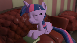 Size: 1280x720 | Tagged: safe, artist:mrm, twilight sparkle, alicorn, pony, g4, 3d, book, cute, female, lying down, mare, sleeping, solo, source filmmaker, twiabetes, twilight sparkle (alicorn)