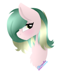 Size: 1024x1227 | Tagged: safe, artist:okimichan, oc, oc only, pony, bust, female, mare, portrait, simple background, solo, transparent background