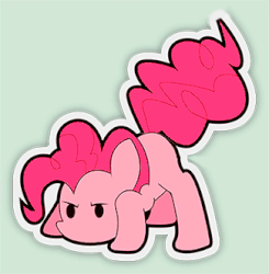 Size: 325x332 | Tagged: safe, artist:papaudopoulos69, pinkie pie, earth pony, pony, animated, crouching, dot eyes, female, mare, motion blur, pinkie sense, solo, twitchy tail