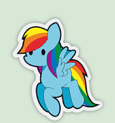 Size: 300x321 | Tagged: safe, artist:papaudopoulos69, rainbow dash, pegasus, pony, g4, animated, dot eyes, female, flying, mare, solo