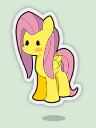 Size: 225x301 | Tagged: safe, artist:papaudopoulos69, fluttershy, pegasus, pony, animated, cute, dot eyes, female, jumping, mare, shyabetes, solo