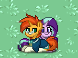Size: 337x255 | Tagged: safe, starlight glimmer, sunburst, pony, pony town, g4, couple, cute, female, game screencap, male, ship:starburst, shipping, straight