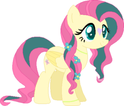Size: 422x361 | Tagged: safe, artist:westrail642fan, fluttershy, pony, rise and fall, g4, alternate timeline, alternate universe, female, flower, flower in hair, simple background, solo, transparent background