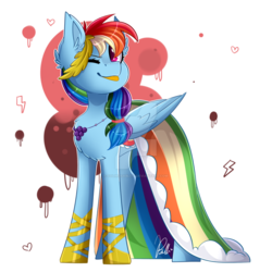 Size: 1024x1024 | Tagged: safe, artist:colirosablitz, rainbow dash, pegasus, pony, g4, the best night ever, clothes, deviantart watermark, dress, female, gala dress, obtrusive watermark, one eye closed, simple background, solo, tongue out, transparent background, watermark, wink