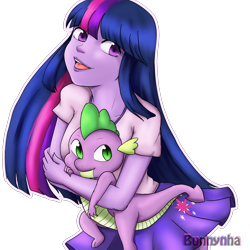 Size: 2000x2000 | Tagged: safe, artist:bunnynha, spike, twilight sparkle, alicorn, dog, dragon, human, equestria girls, g4, cutie mark on clothes, female, high res, humanized, male, pony coloring, simple background, spike the dog, transparent background, twilight sparkle (alicorn)