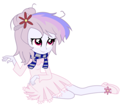 Size: 1182x1000 | Tagged: safe, artist:lifes-remedy, oc, oc only, oc:orchidea loitsu, equestria girls, g4, clothes, commission, dress, equestria girls-ified, scarf, simple background, smiling, solo, transparent background
