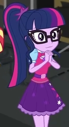 Size: 326x596 | Tagged: safe, screencap, sci-twi, twilight sparkle, equestria girls, equestria girls specials, g4, movie magic, :3, adorkable, begging, belt, bowtie, clothes, cropped, cute, dork, female, geode of telekinesis, glasses, magical geodes, ponytail, sci-twi outfits, skirt, solo, twiabetes, vest
