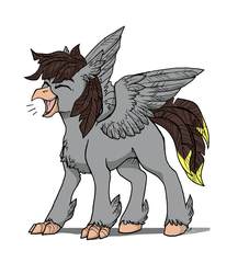 Size: 3543x4089 | Tagged: safe, artist:alexispaint, oc, oc:luxor, classical hippogriff, hippogriff, feather, head feathers, missing cutie mark, screech, species swap, tail feathers
