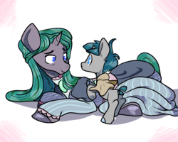 Size: 5000x4000 | Tagged: safe, artist:heyerika, stygian, oc, pony, unicorn, g4, colored hooves, colt, family, female, male, mare, mother and son, simple background, stygianbetes, transparent background, younger