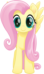 Size: 250x420 | Tagged: safe, fluttershy, pegasus, pony, g4, cute, female, front view, looking at you, mare, movie accurate, shyabetes, simple background, smiling, solo, transparent background, wings