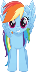 Size: 250x498 | Tagged: safe, rainbow dash, pegasus, pony, g4, my little pony: the movie, female, front view, looking at you, mare, simple background, smiling, solo, transparent background, vector, wings