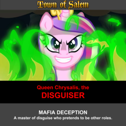 Size: 1920x1920 | Tagged: safe, artist:twilightsporckle, queen chrysalis, g4, crossover, disguise, disguised changeling, fake cadance, female, solo, town of salem