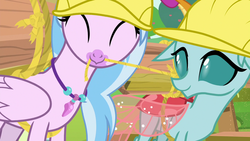 Size: 1280x720 | Tagged: safe, screencap, ocellus, silverstream, changedling, changeling, classical hippogriff, hippogriff, g4, non-compete clause, ^^, cute, diaocelles, diastreamies, duo, eyes closed, female, hard hat, rope