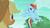 Size: 1280x720 | Tagged: safe, screencap, applejack, rainbow dash, earth pony, pegasus, pony, g4, my little pony: friendship is magic, non-compete clause, female, flying, freckles, hooves on hips, mare, open mouth, pose, rainboast dash, raised hoof, spread wings, underhoof, wings