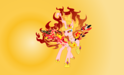 Size: 1123x682 | Tagged: safe, edit, nightmare star, oc, oc only, oc:queen fiery flames, pony, g4, 1000 hours in ms paint, crooked horn, evil, fire, gradient background, horn, solo