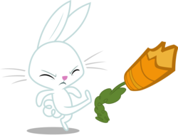 Size: 6148x4779 | Tagged: safe, artist:fruft, angel bunny, dragonshy, g4, .svg available, absurd resolution, carrot, food, kicking, male, simple background, solo, transparent background, vector