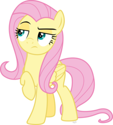 Size: 5720x6358 | Tagged: safe, artist:abadcookie, fluttershy, pegasus, pony, g4, absurd resolution, female, mare, raised hoof, simple background, skeptical, solo, transparent background, vector
