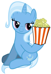 Size: 4916x7101 | Tagged: safe, artist:ramseybrony17, trixie, pony, g4, absurd resolution, female, food, popcorn, simple background, solo, transparent background, vector